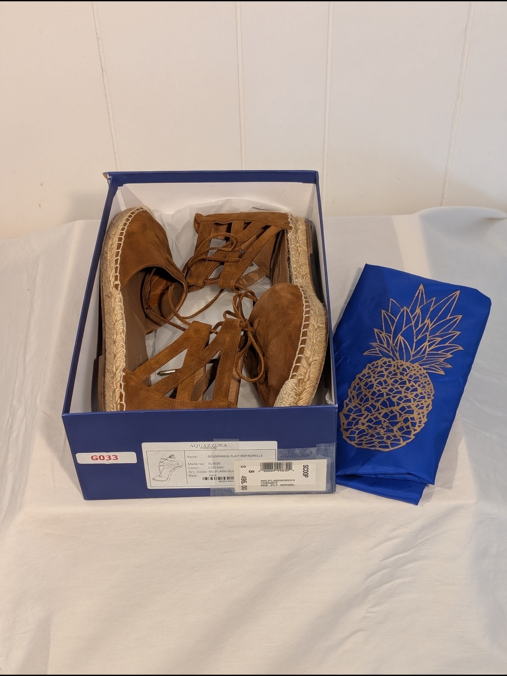 Aquazzura Brown Suede Lace-Up Espadrilles